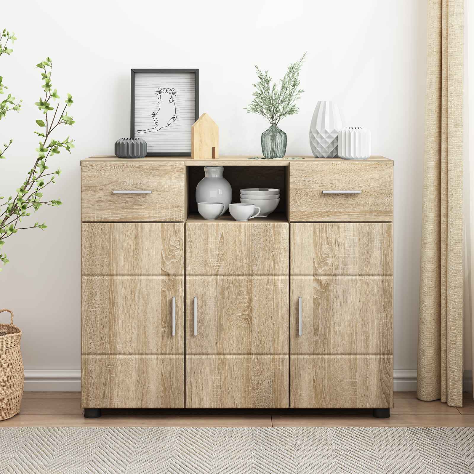 puinen kaappi Sonoman tammi 88,5 x 30,5 x 73 cm Tekninen puu