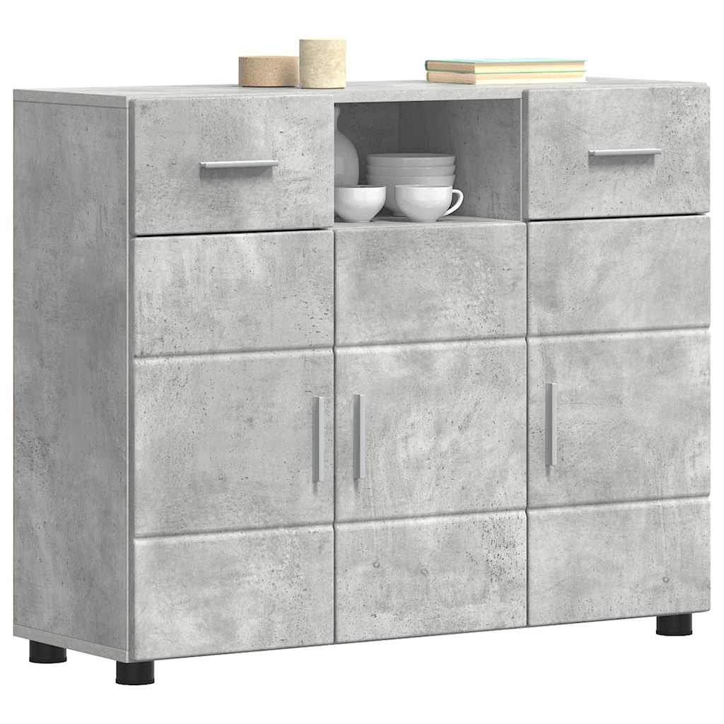vidaXL Dressoir met lade Betongrijs 88.5 x 30.5 x 73 cm Bewerkt hout