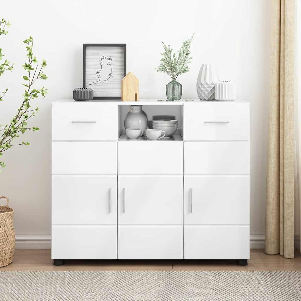 vidaXL Bufet Alb foarte lucios 88.5 x 30.5 x 73 cm Lemn compozit