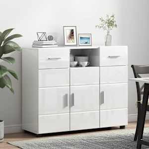 Lesena omara s predalom Visok sijaj bela 88,5 x 30,5 x 73 cm