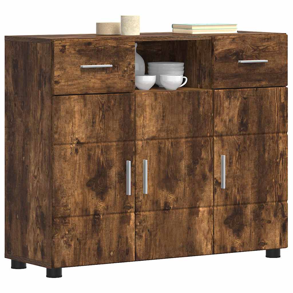 vidaXL Dressoir Gerookt eiken 88.5 x 30.5 x 73 cm Bewerkt hout