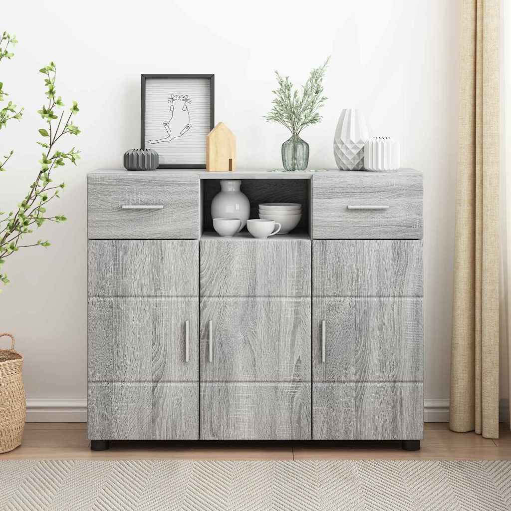 vidaXL Bufet cu sertar sonoma gri 88.5 x 30.5 x 73 cm Lemn compozit