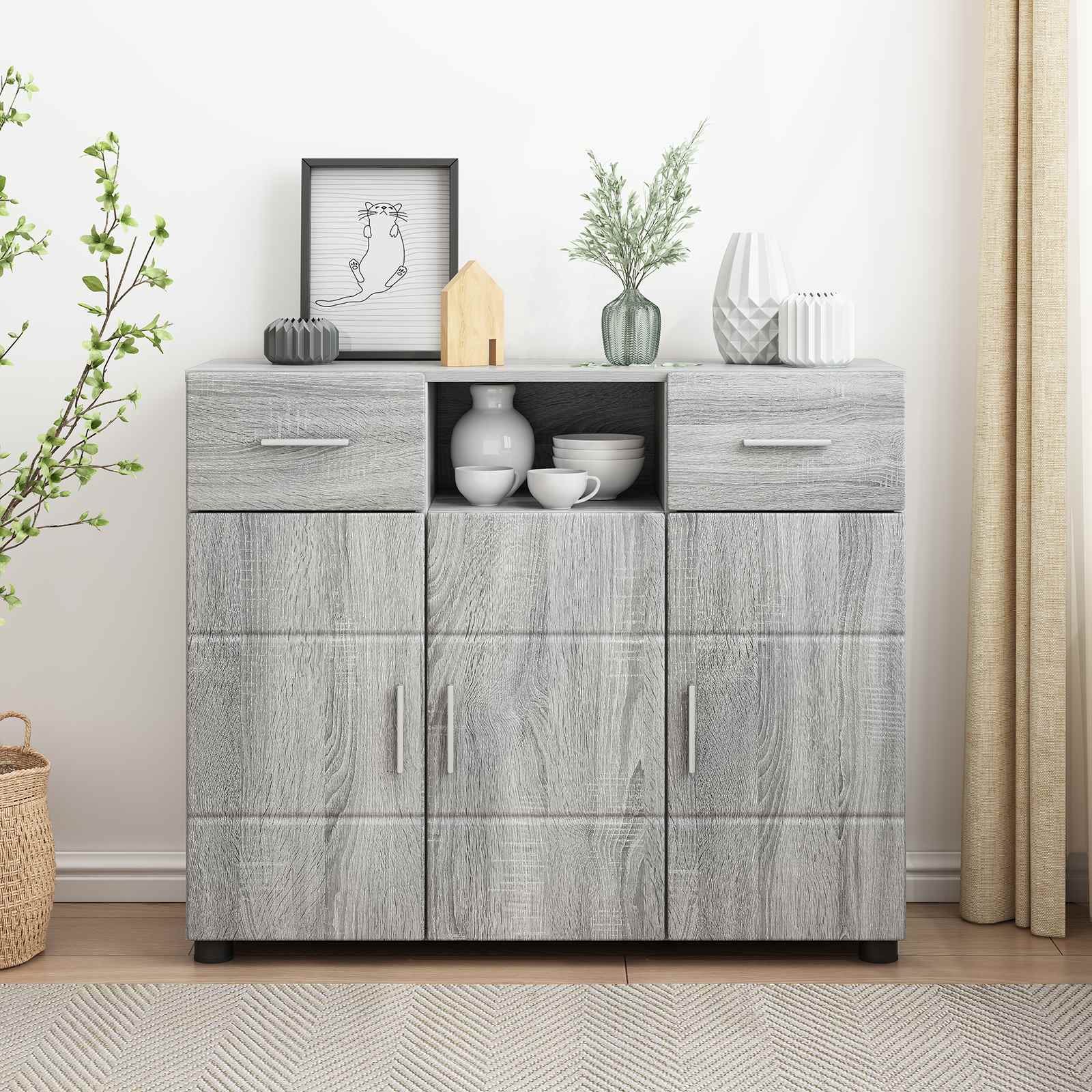 vidaXL Dulap din Lemn Gri Sonoma 88,5 x 30,5 x 73 cm Lemn compozit