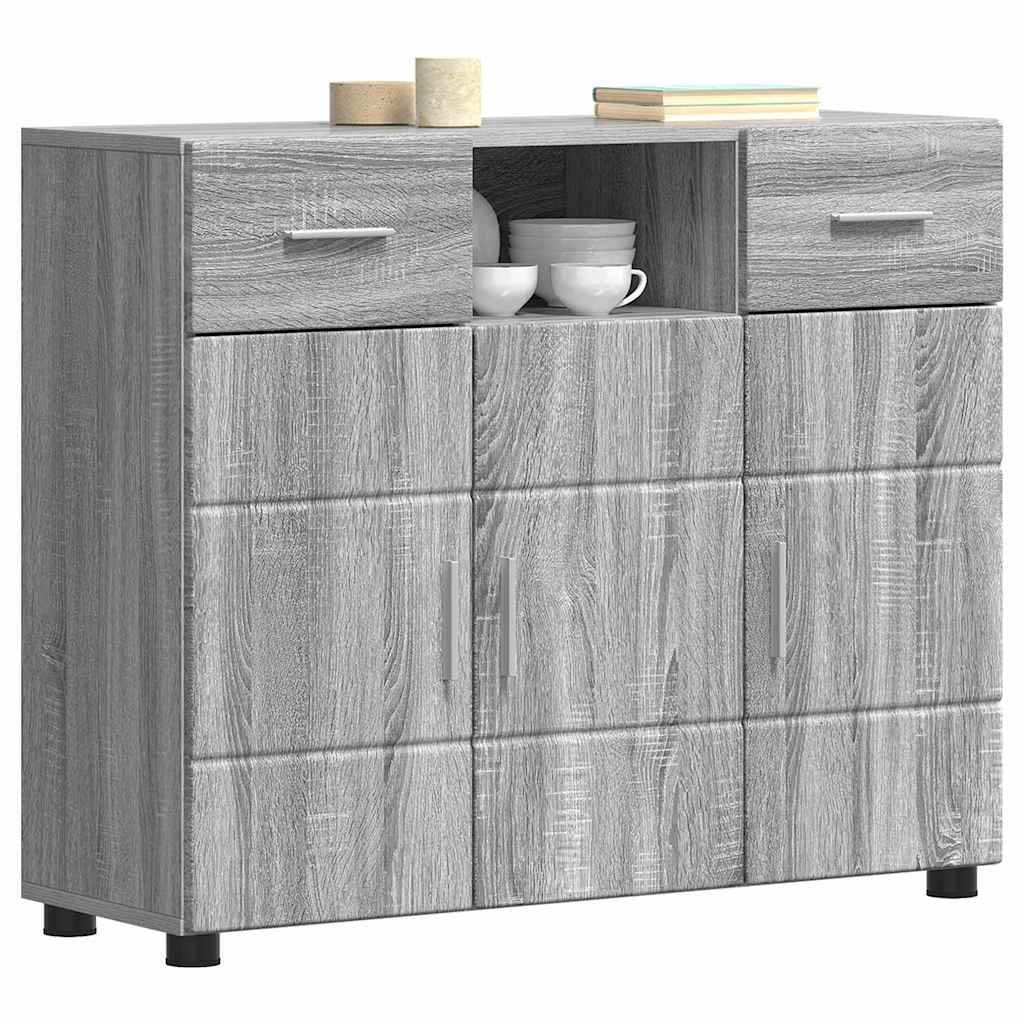 vidaXL Dressoir met lade Grijs sonoma 88.5 x 30.5 x 73 cm Bewerkt hout