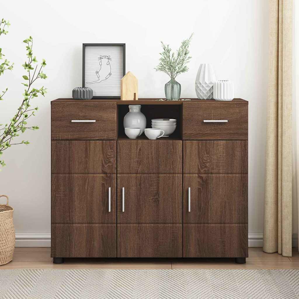 vidaXL Bufet cu sertar Stejar brun 88.5 x 30.5 x 73 cm Lemn compozit