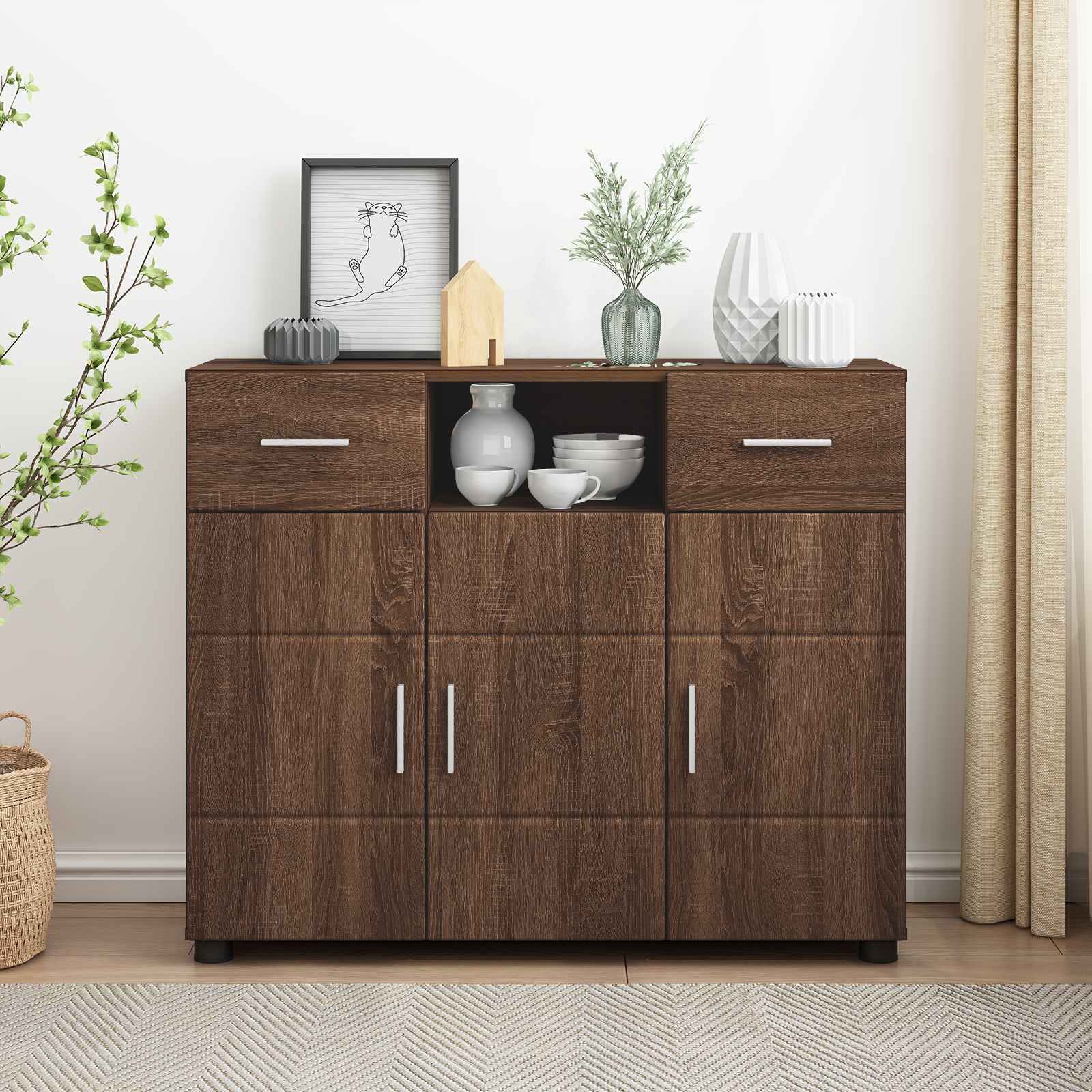 vidaXL Dulap din Lemn Stejar închis 88,5 x 30,5 x 73 cm Lemn compozit