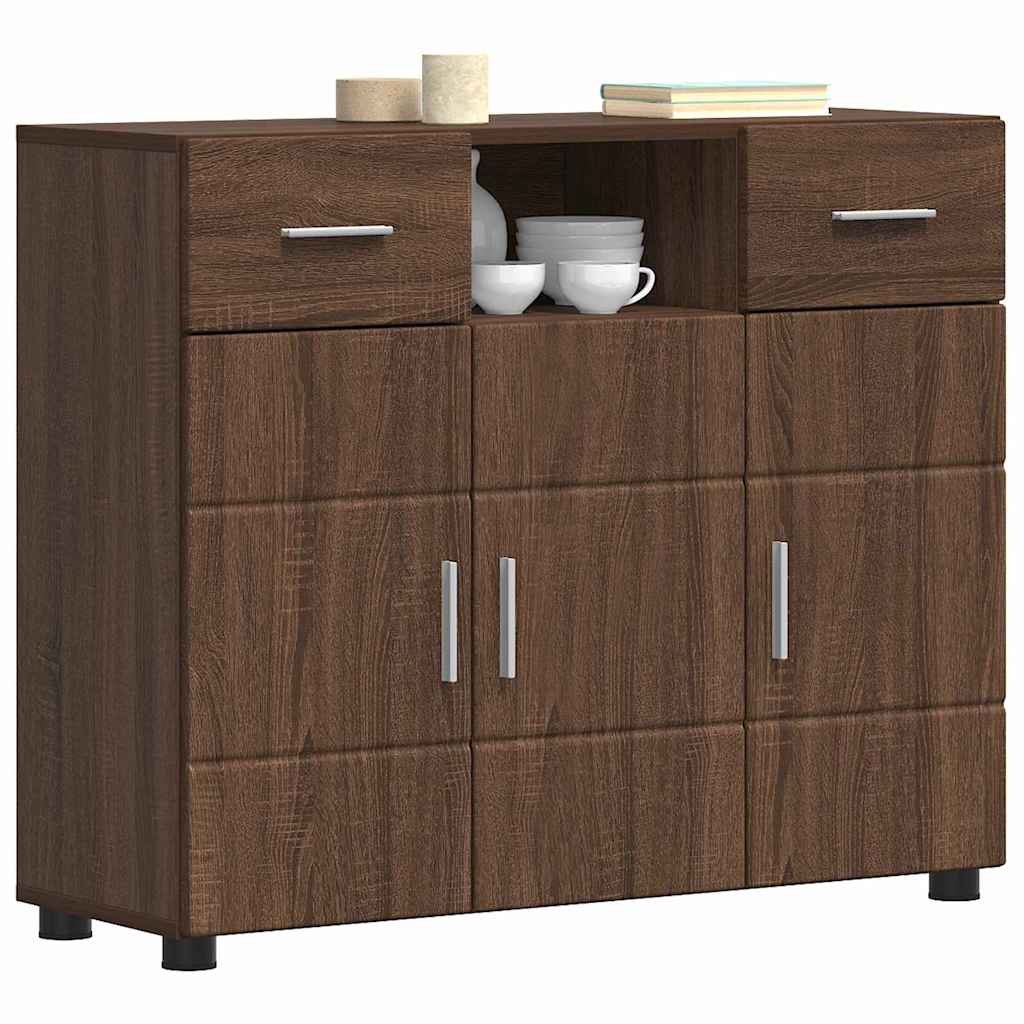 vidaXL Dressoir bruin eikenkleur 88.5 x 30.5 x 73 cm Bewerkt hout