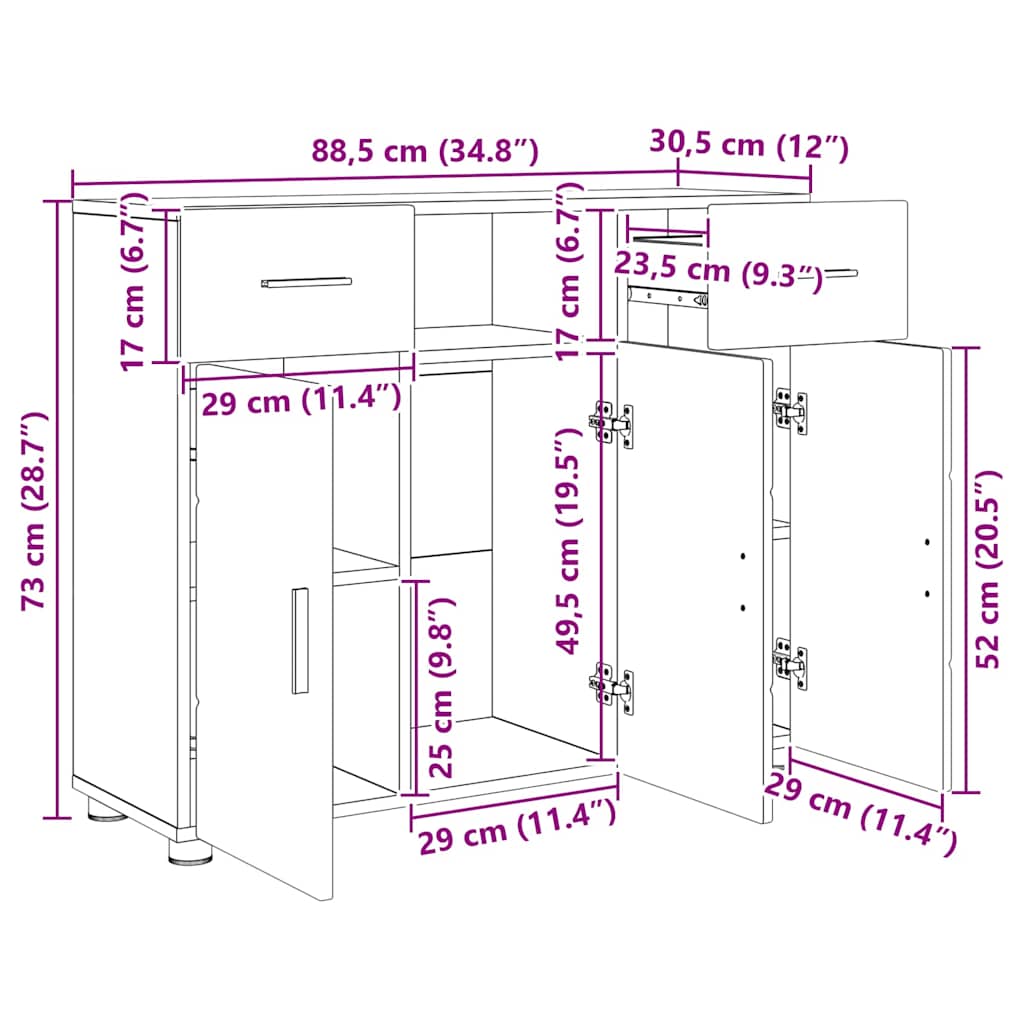 Lesena omara Rjav hrast 88,5 x 30,5 x 73 cm Konstruiran les - slika 13