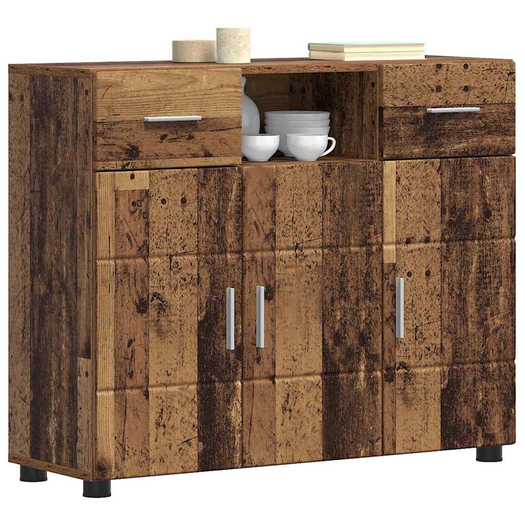 vidaXL Dressoir met lade Oud hout 88.5 x 30.5 x 73 cm Bewerkt hout