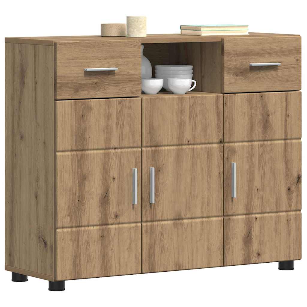 vidaXL Dressoir met lade artisanaal eikenkleurig 88.5 x 30.5 x 73 cm