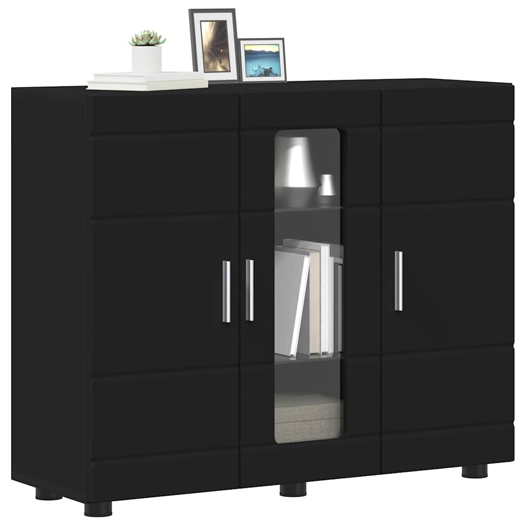 vidaXL Dressoir met plank Zwart 55.5 x 29 x 100 cm Bewerkt hout