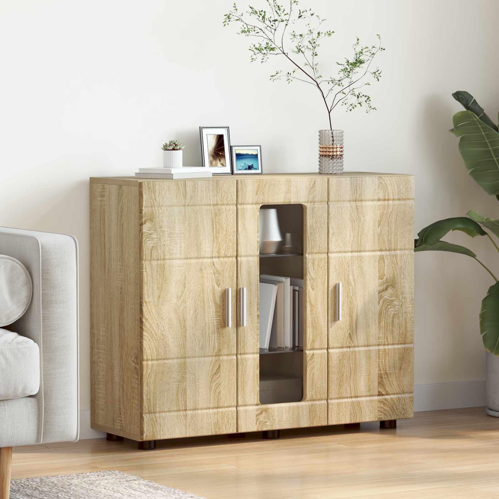 vidaXL Dulap din Lemn Stejar Sonoma 88,5 x 30,5 x 73 cm Lemn compozit
