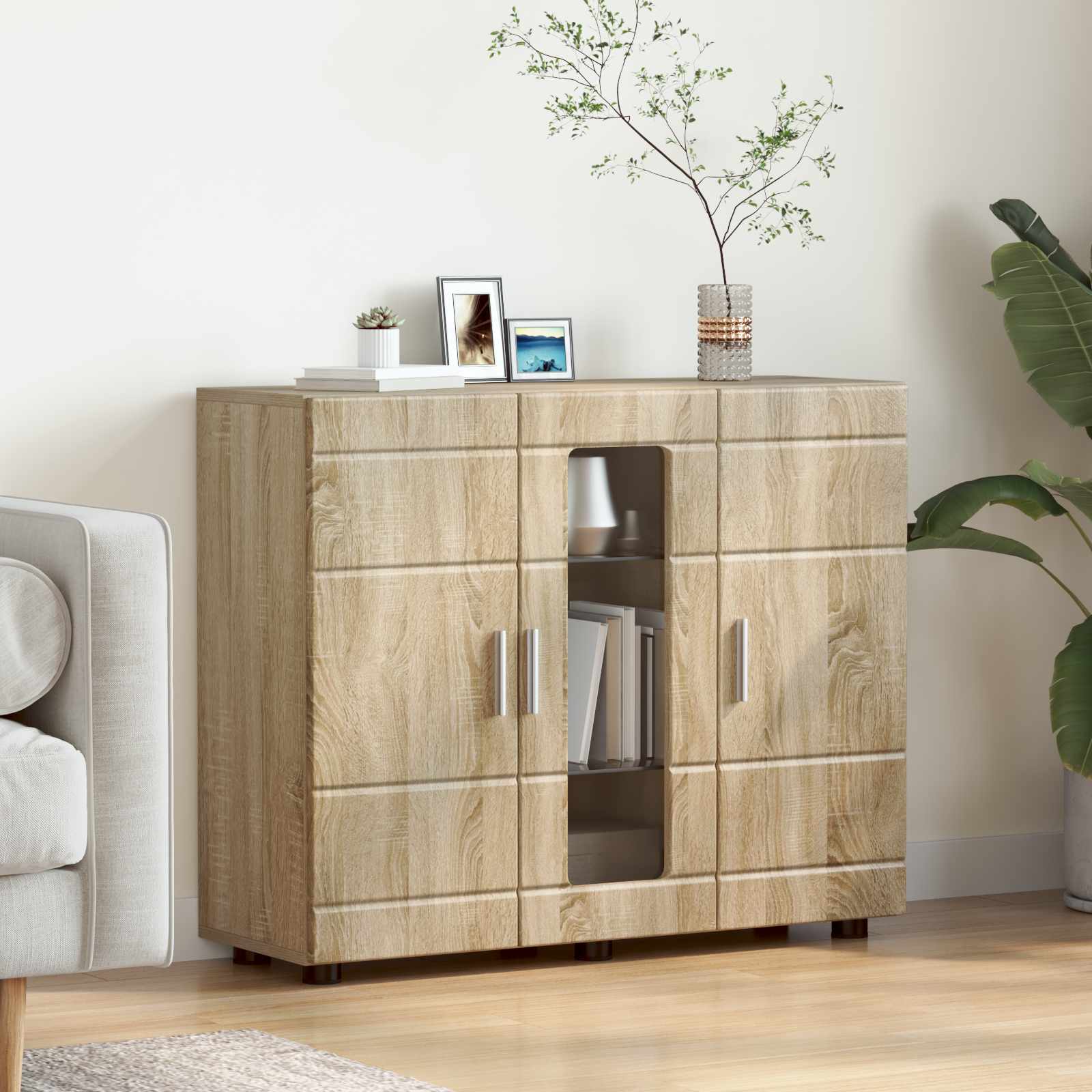 vidaXL Dulap din Lemn Stejar Sonoma 88,5 x 30,5 x 73 cm Lemn compozit