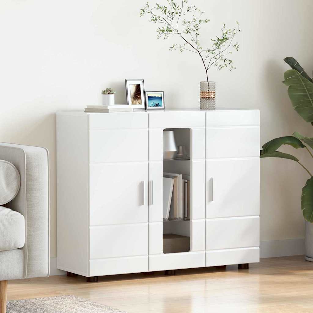 vidaXL Bufet cu ușă Alb foarte lucios 55.5 x 29 x 100 cm Lemn compozit