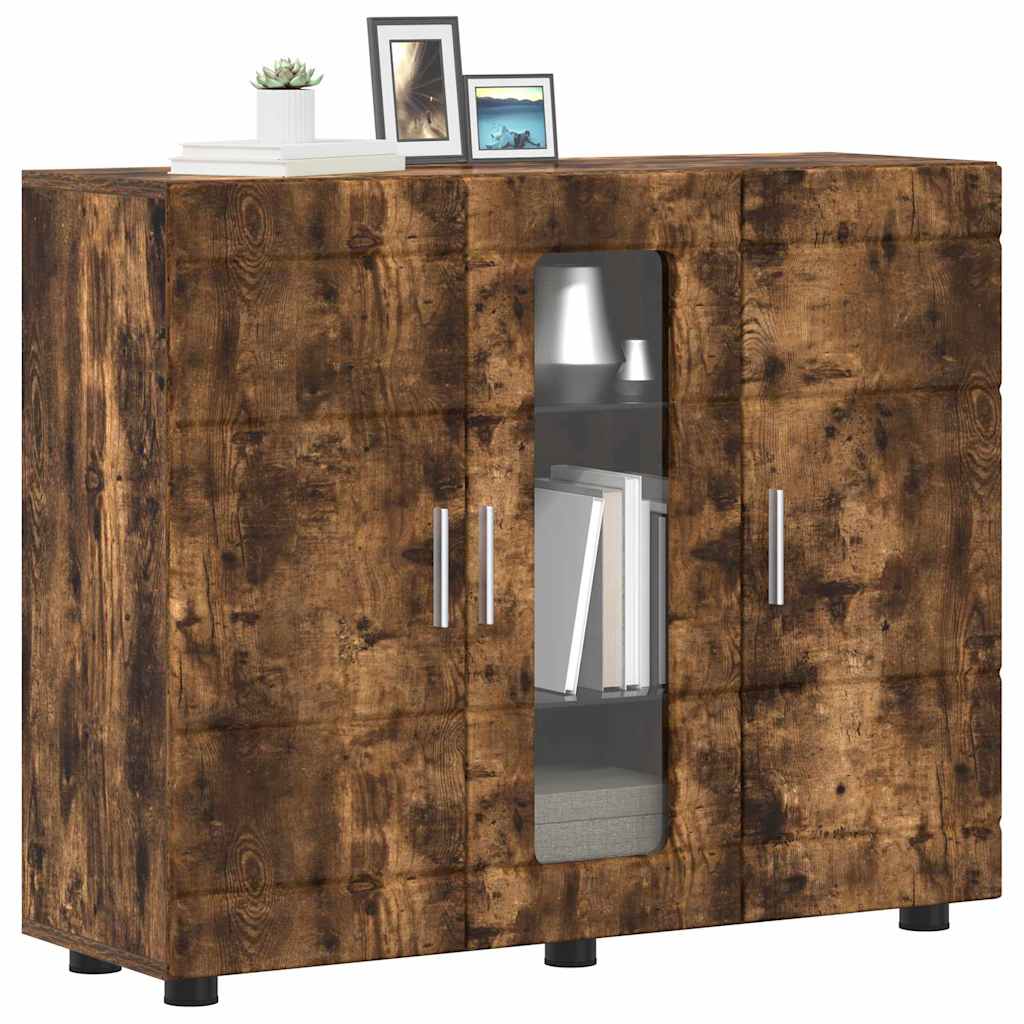 vidaXL Dressoir Gerookt eiken 55.5 x 29 x 100 cm Bewerkt hout