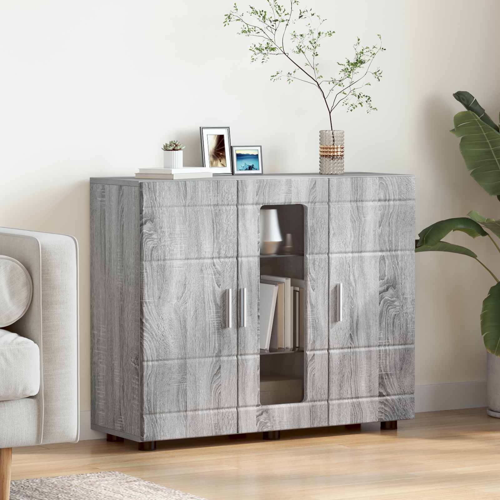 vidaXL Dulap din Lemn Gri Sonoma 88,5 x 30,5 x 73 cm Lemn compozit
