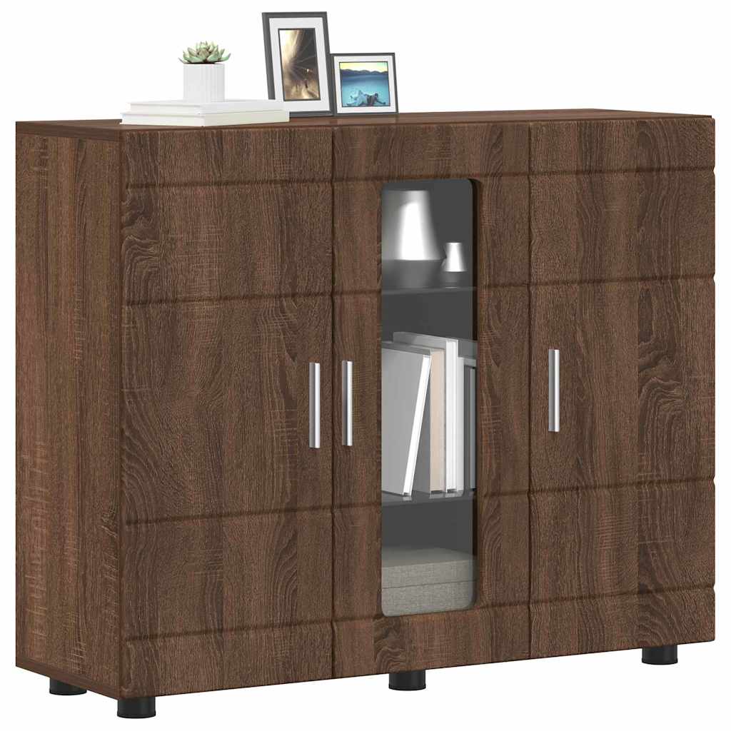 vidaXL Dressoir bruin eikenkleur 55.5 x 29 x 100 cm Bewerkt hout