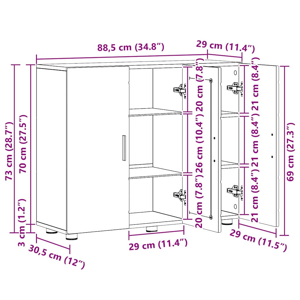 Lesena omara Rjav hrast 88,5 x 30,5 x 73 cm Konstruiran les - slika 13