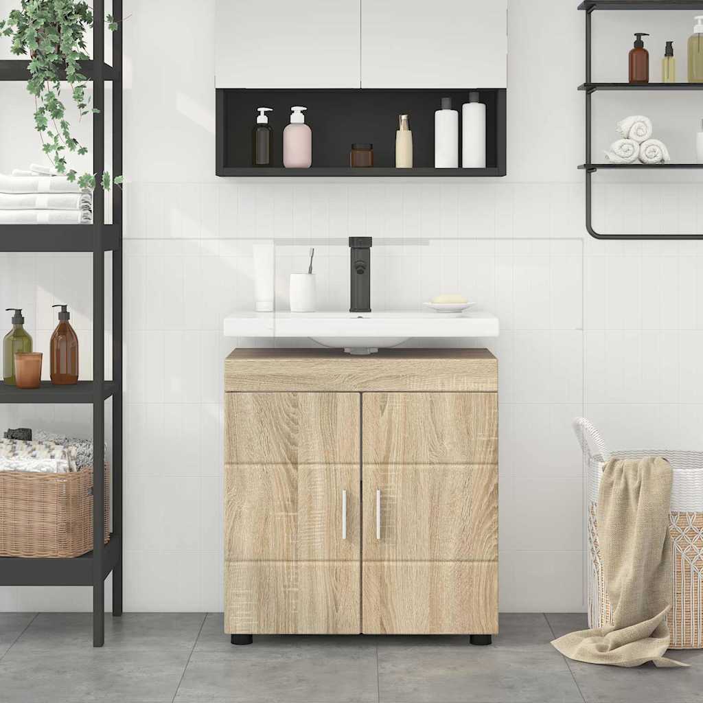 vidaXL Cabinet pentru chiuvetă de baie Stejar sonoma 60 x 34 x 63 cm
