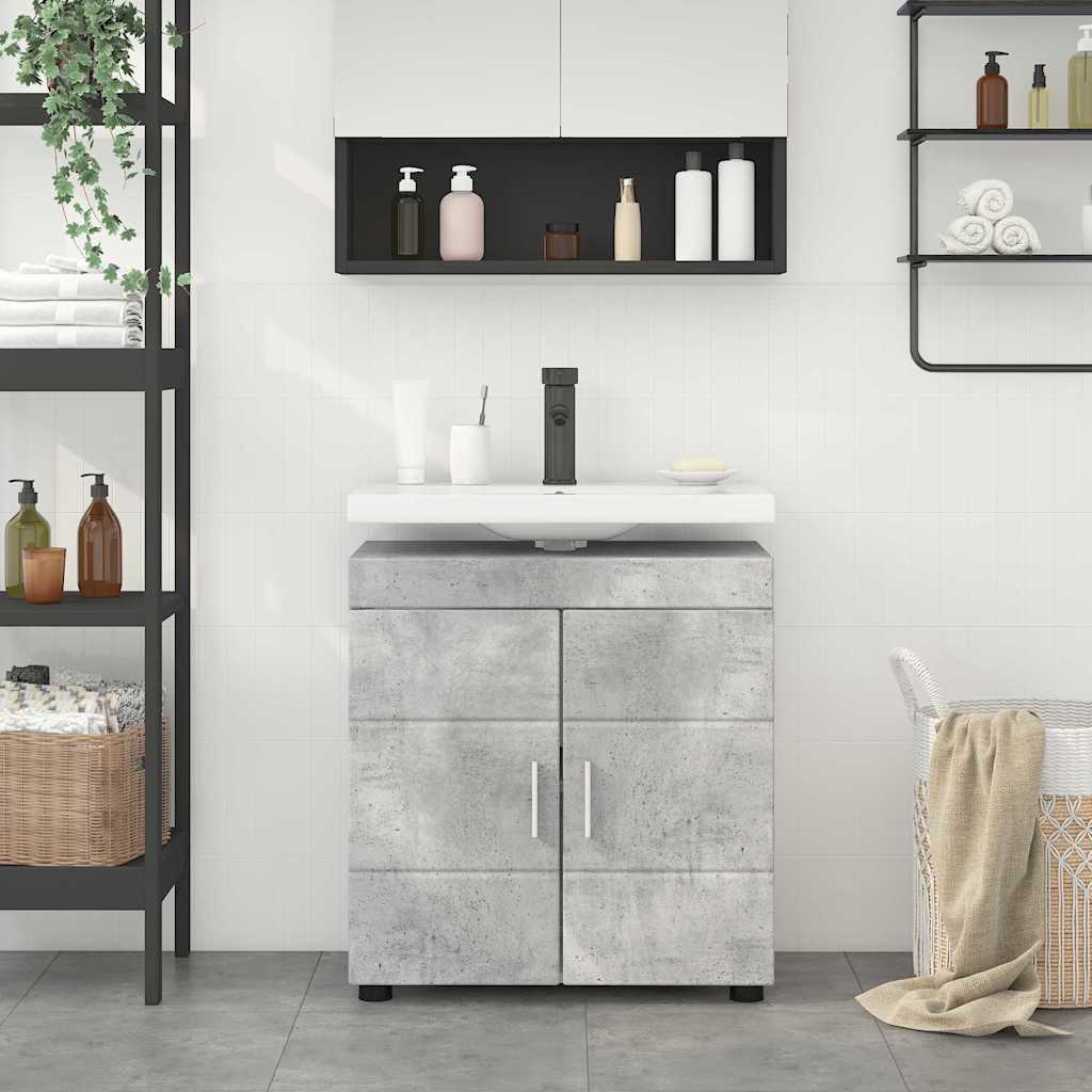 vidaXL Cabinet pentru chiuvetă de baie Gri beton 60 x 34 x 63 cm