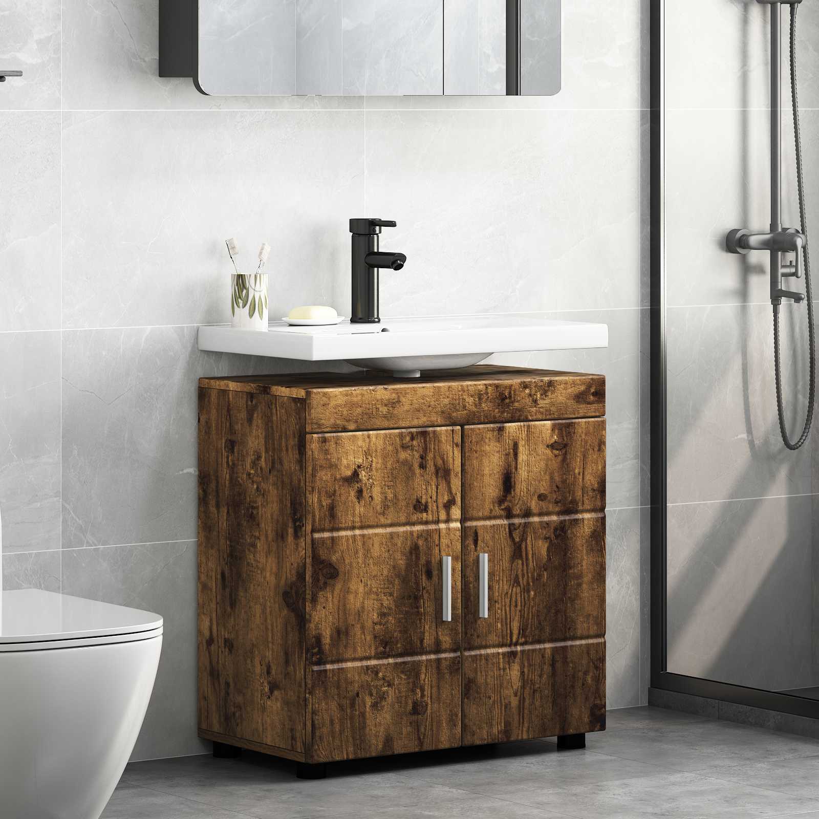 vidaXL Badrumsskåpsset TULUM Rökt ek 60 x 34 x 63 cm Konstruerat trä