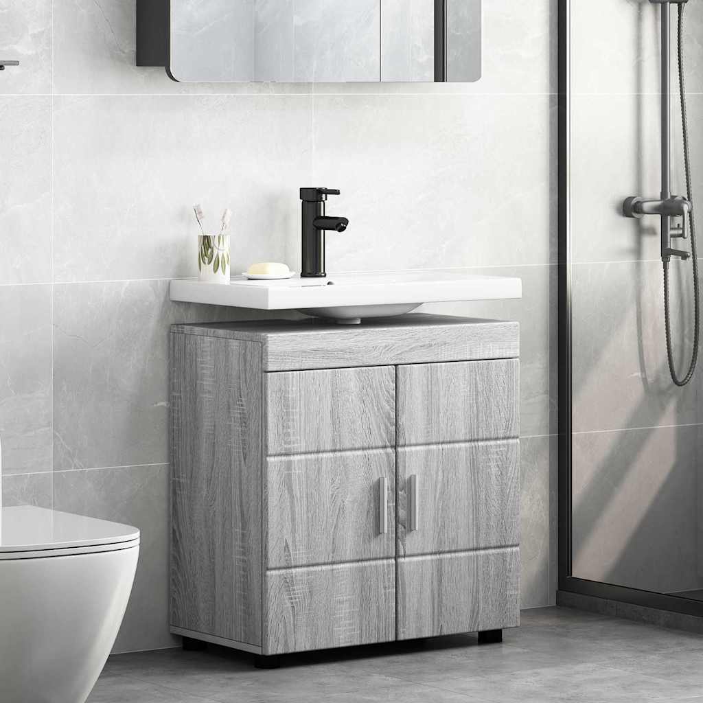 vidaXL Cabinet pentru chiuvetă de baie sonoma gri 60 x 34 x 63 cm