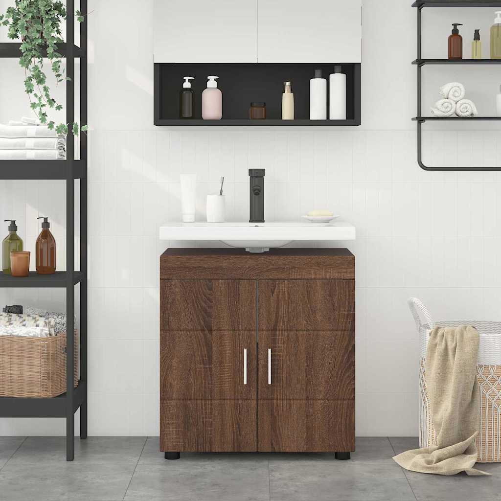 vidaXL Cabinet pentru chiuvetă de baie Stejar brun 60 x 34 x 63 cm