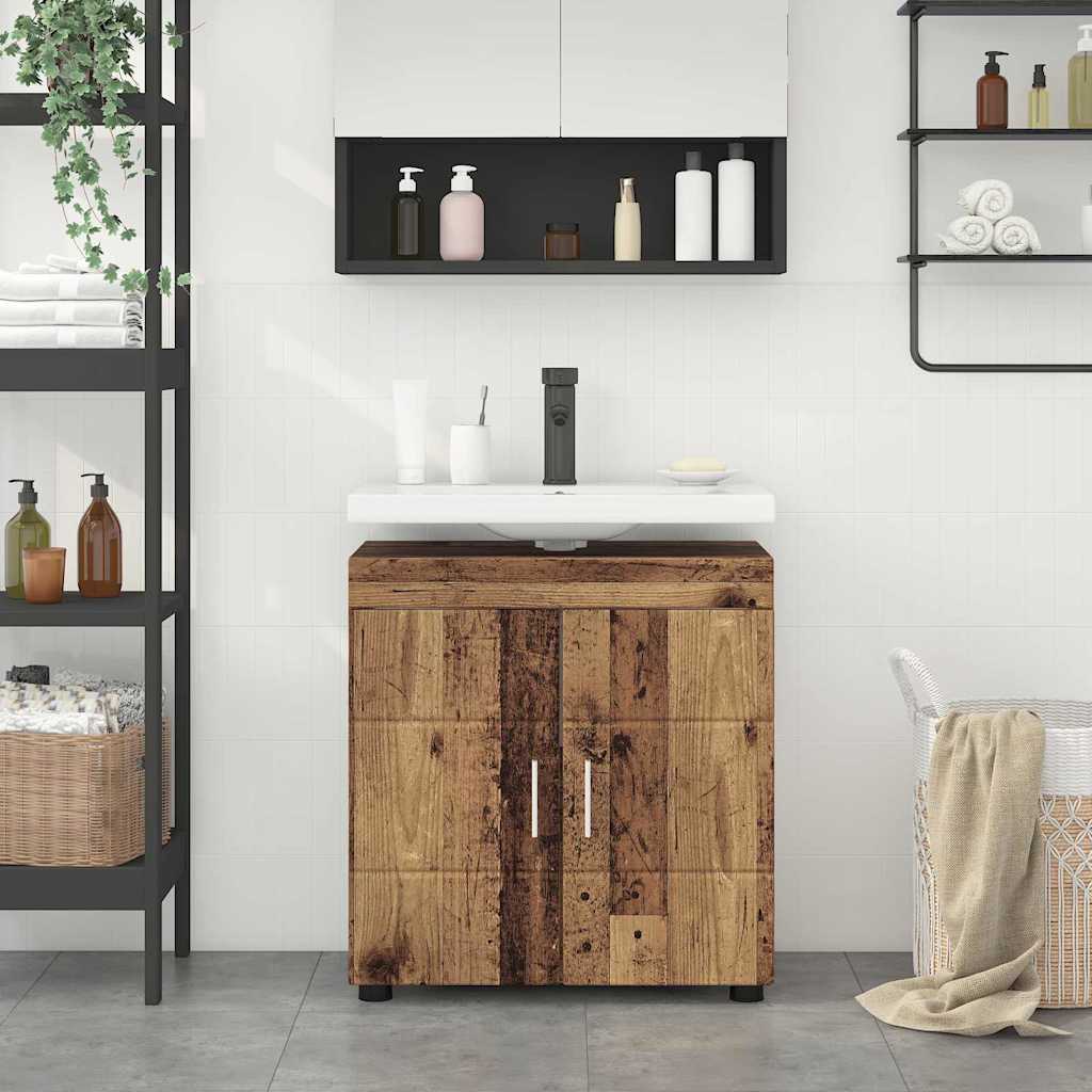 vidaXL Cabinet pentru chiuvetă de baie Lemn vechi 60 x 34 x 63 cm