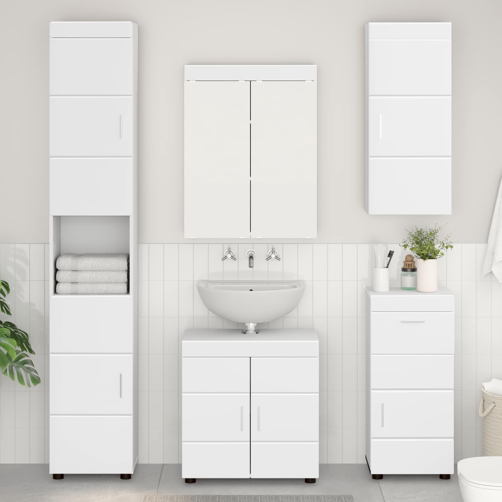 vidaXL Badrumsväggskåp TULUM Vit 37 x 24,5 x 86 cm Konstruerat trä