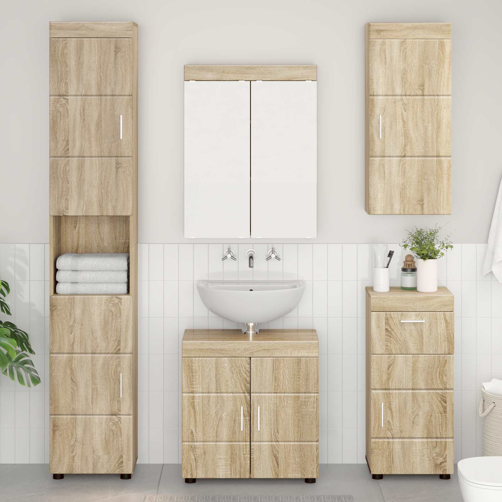  Ντουλάπα τοίχου μπάνιου TULUM Δρύς Sonoma 37 x 24,5 x 86 εκ V-880333