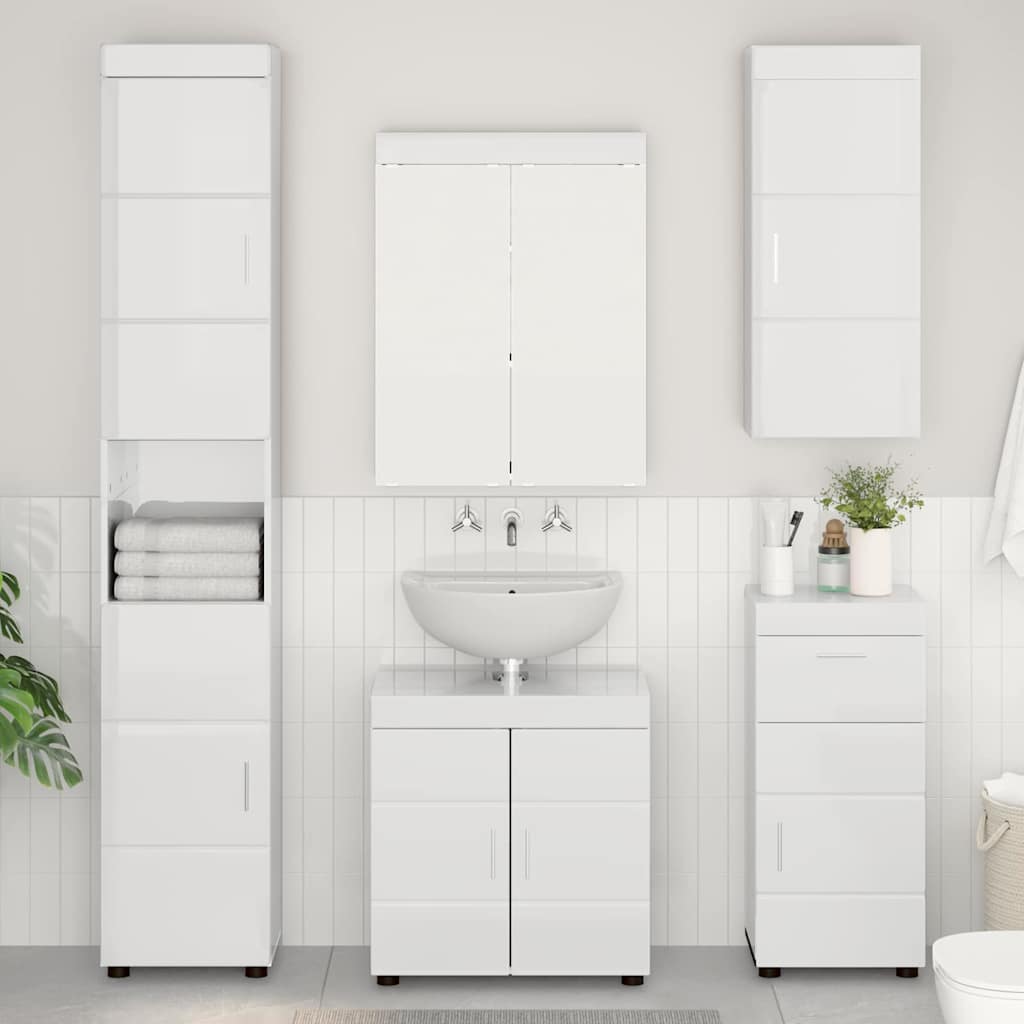 vidaXL Dulap de perete pentru baie TULUM Alb lucios 37 x 24,5 x 86 cm