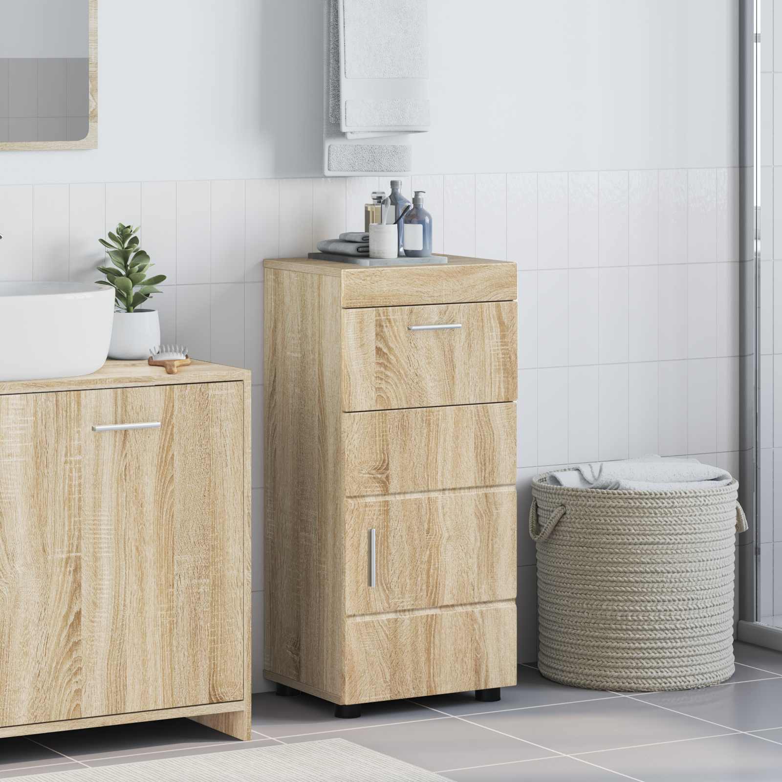 vidaXL Badrumsskåpsset med låda TULUM Sonoma-ek 37 x 31,5 x 82 cm