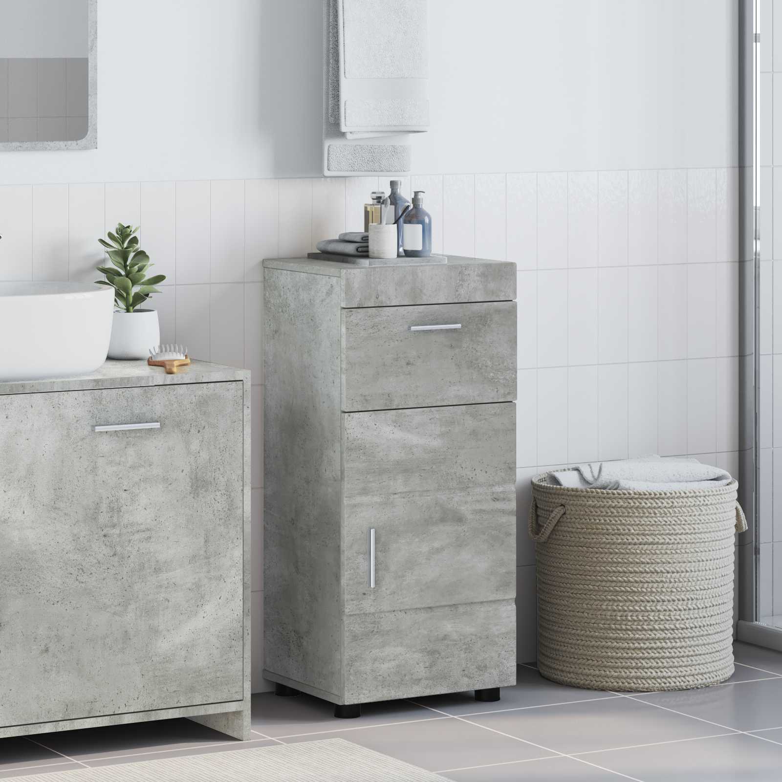 vidaXL Set dulap baie cu sertar TULUM Gri din beton 37 x 31,5 x 82 cm