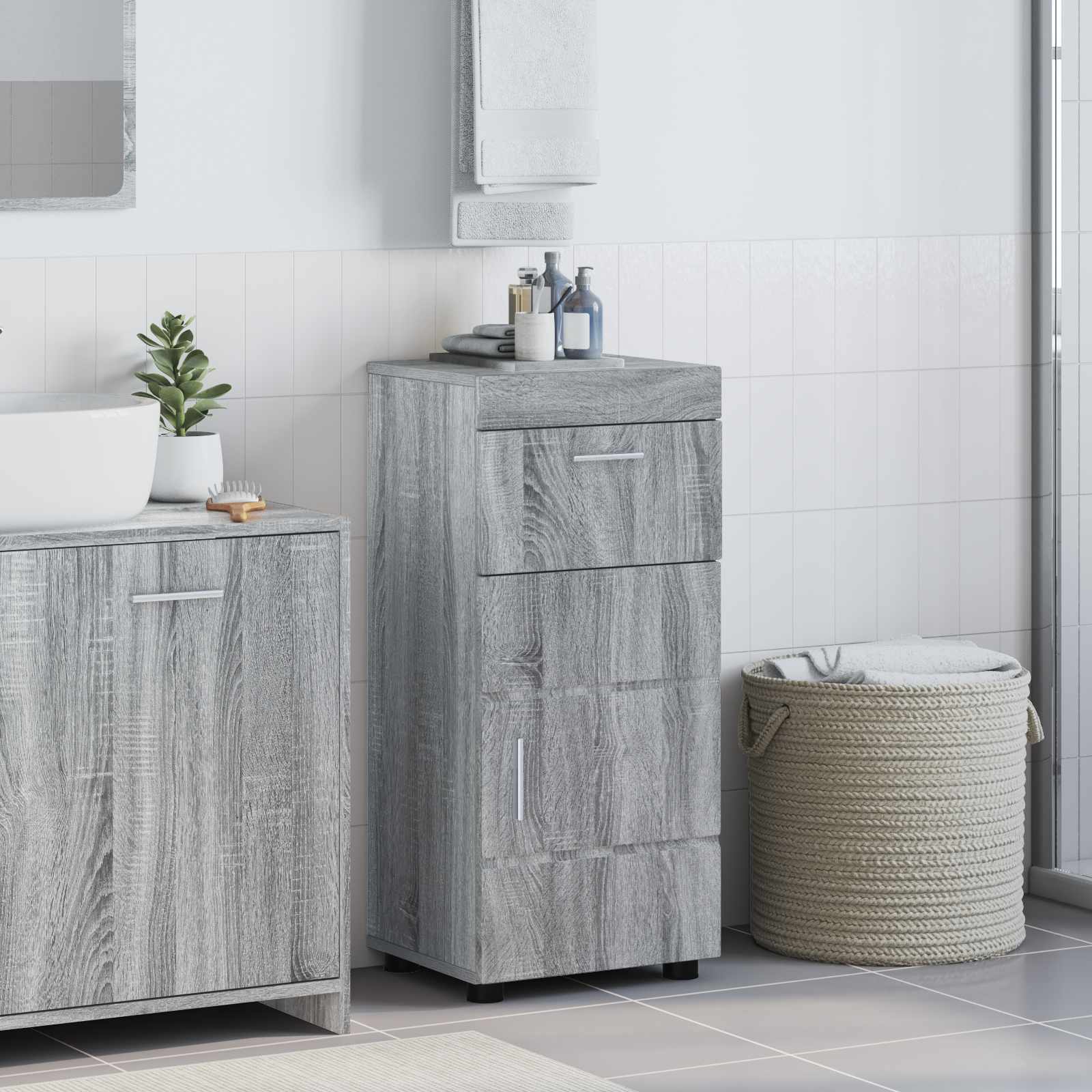 vidaXL Set dulap baie TULUM Gri Sonoma 37 x 31,5 x 82 cm Lemn compozit