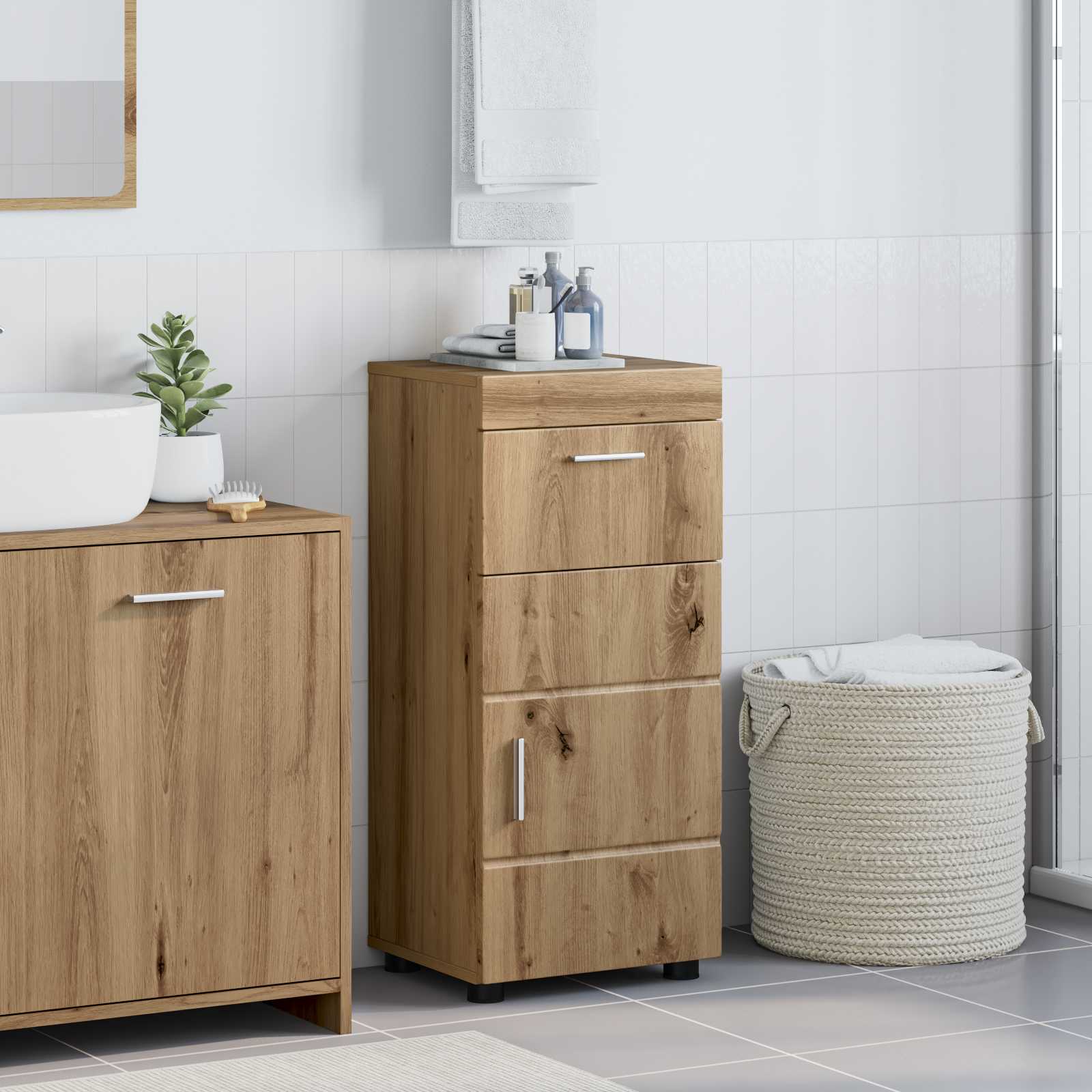 vidaXL Set dulap baie TULUM Stejar Artizanal 37 x 31,5 x 82 cm