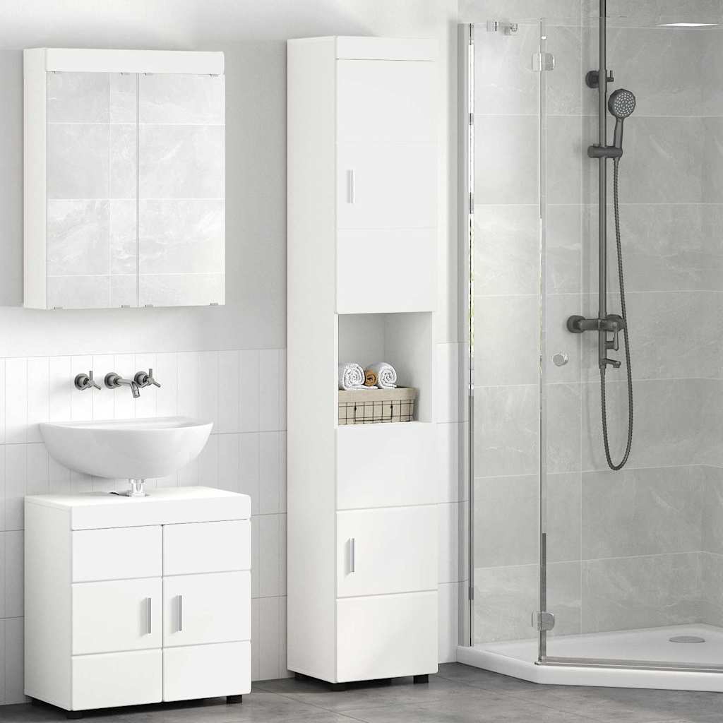 vidaXL Dulap de Baie cu ușă Alb 37 x 31.5 x 203 cm Lemn compozit