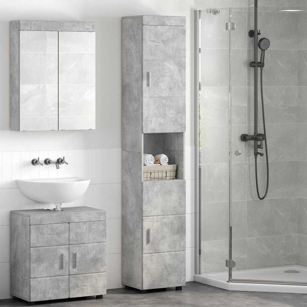 vidaXL Dulap de Baie cu ușă Gri beton 37 x 31.5 x 203 cm Lemn compozit