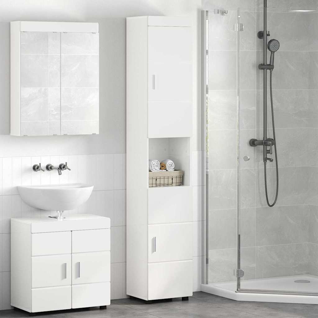 vidaXL Dulap de Baie cu ușă Alb foarte lucios 37 x 31.5 x 203 cm