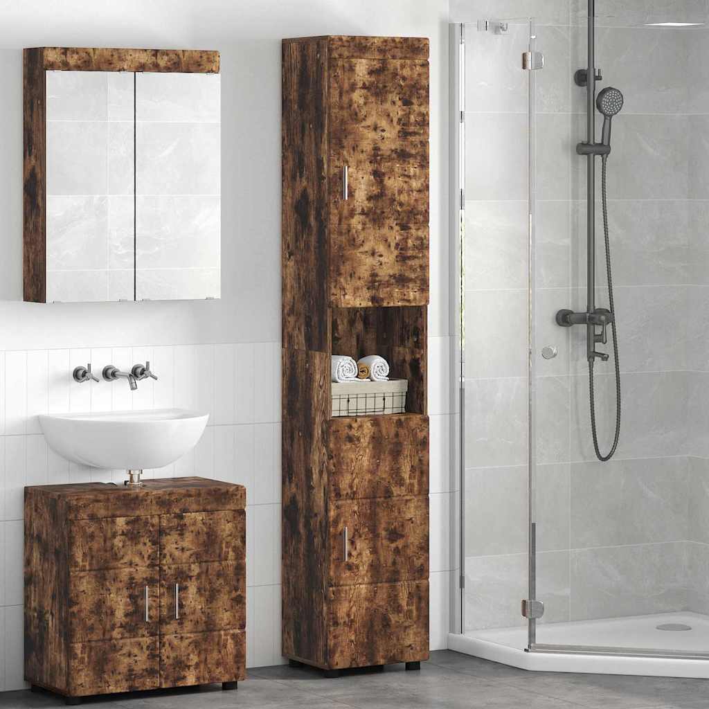 vidaXL Dulap de Baie Stejar afumat 37 x 31.5 x 203 cm Lemn compozit