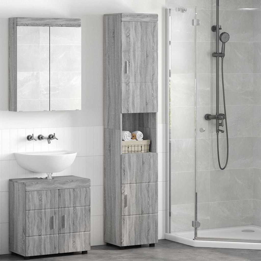 vidaXL Dulap de Baie sonoma gri 37 x 31.5 x 203 cm Lemn compozit
