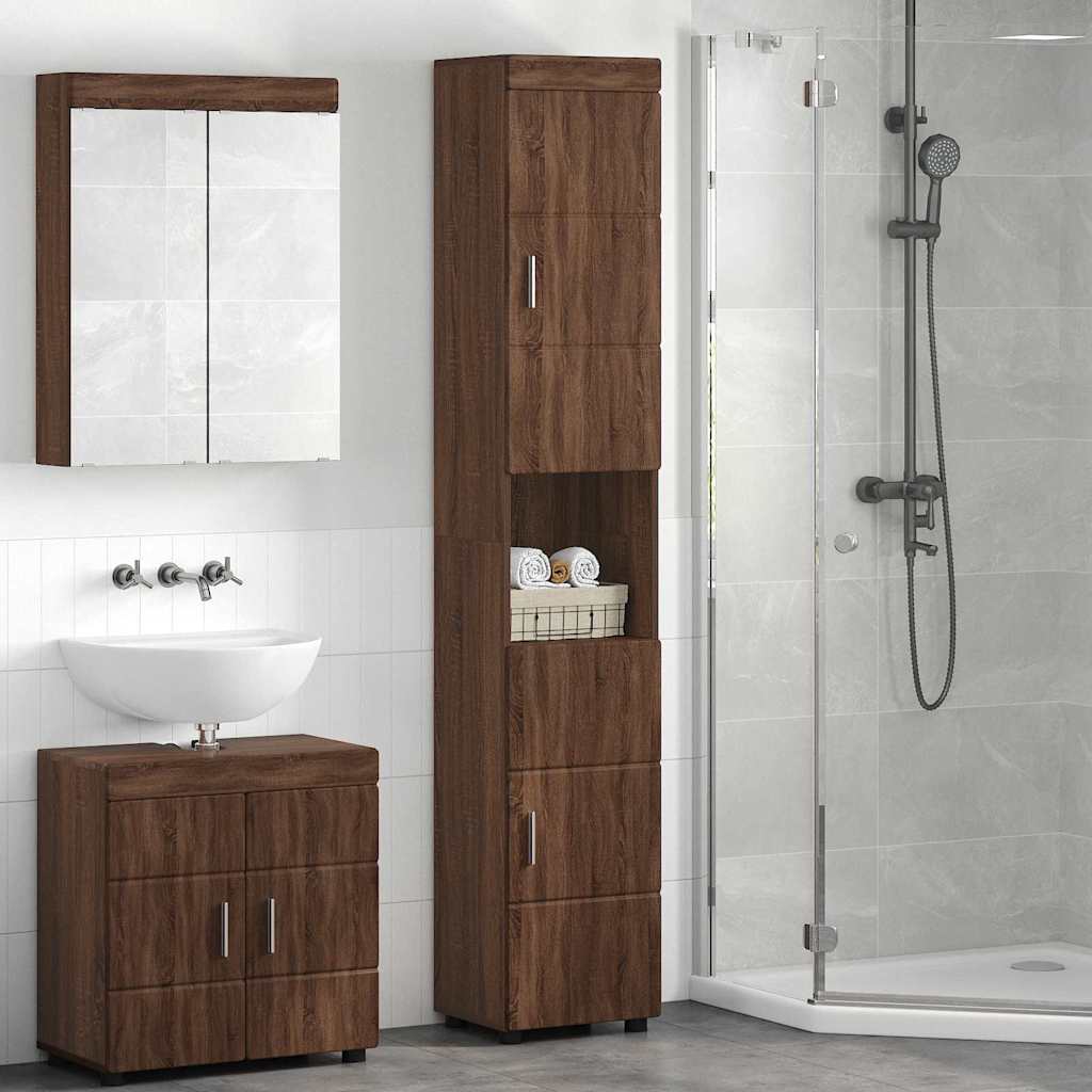 vidaXL Dulap de Baie Stejar brun 37 x 31.5 x 203 cm Lemn compozit