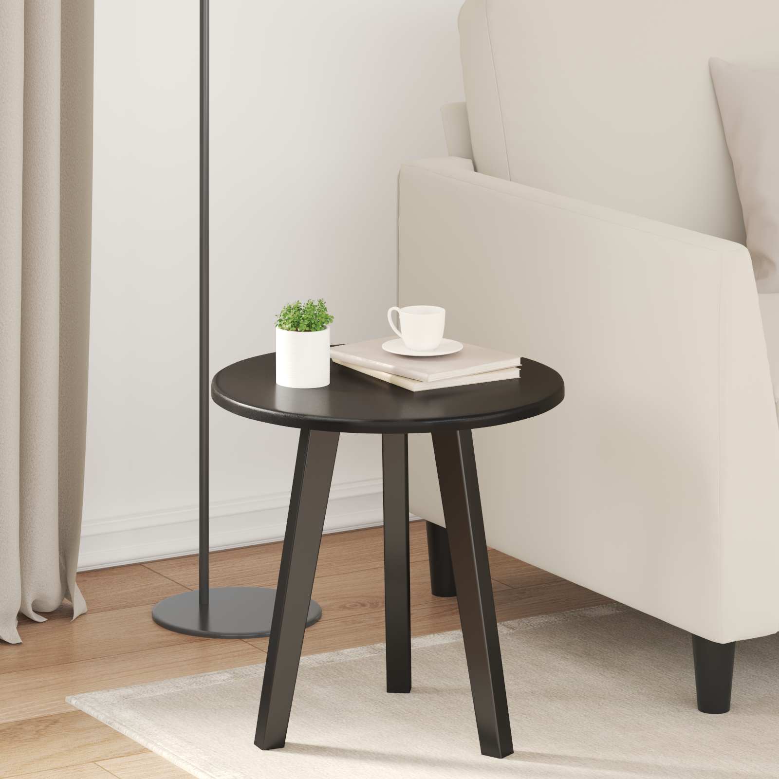 vidaXL Bordplade Ø 40 x 1,5 cm Rund Konstrueret træ Sort