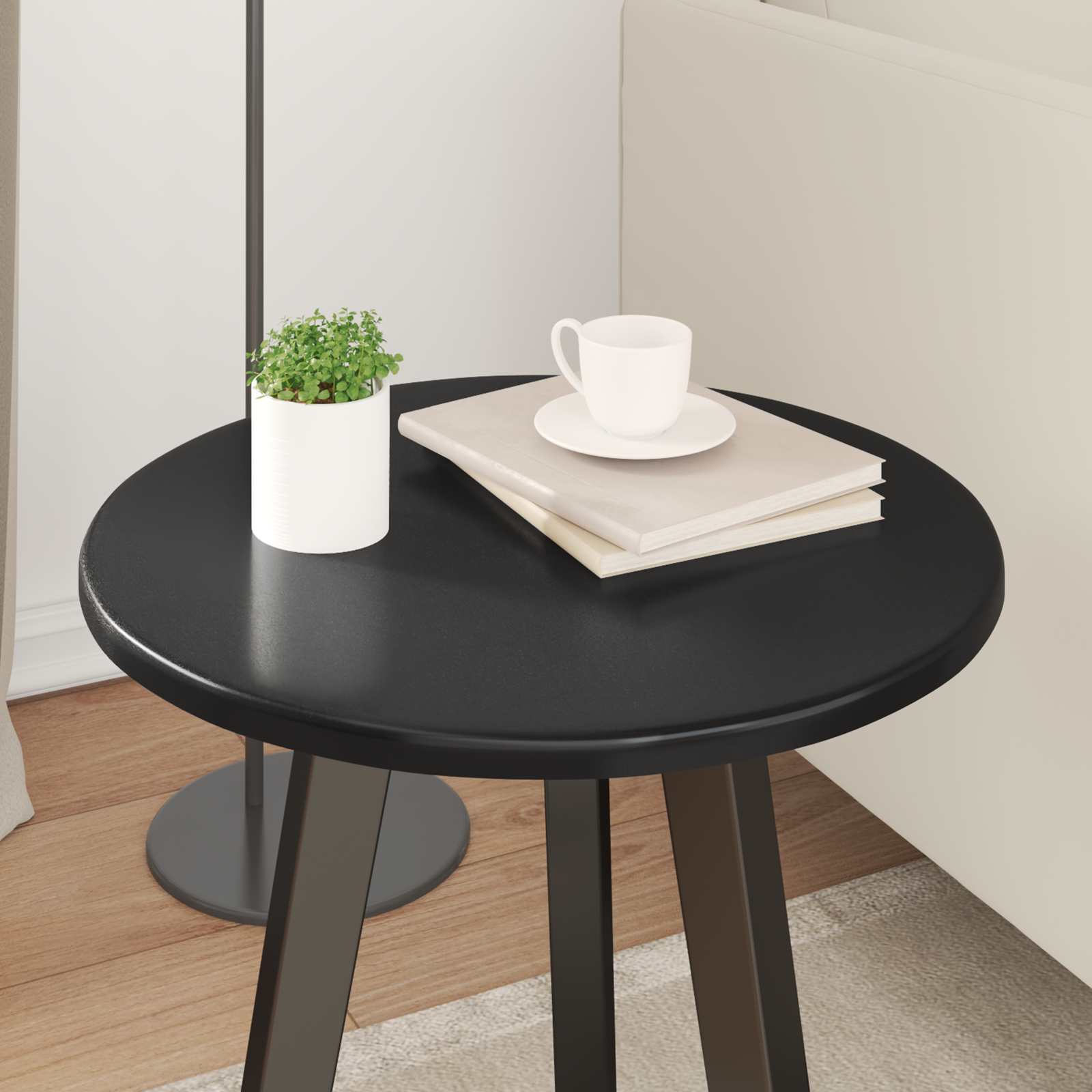 vidaXL Tafelblad Ø 40 x 1,5 cm Rond Bewerkt hout Zwart, foto 4
