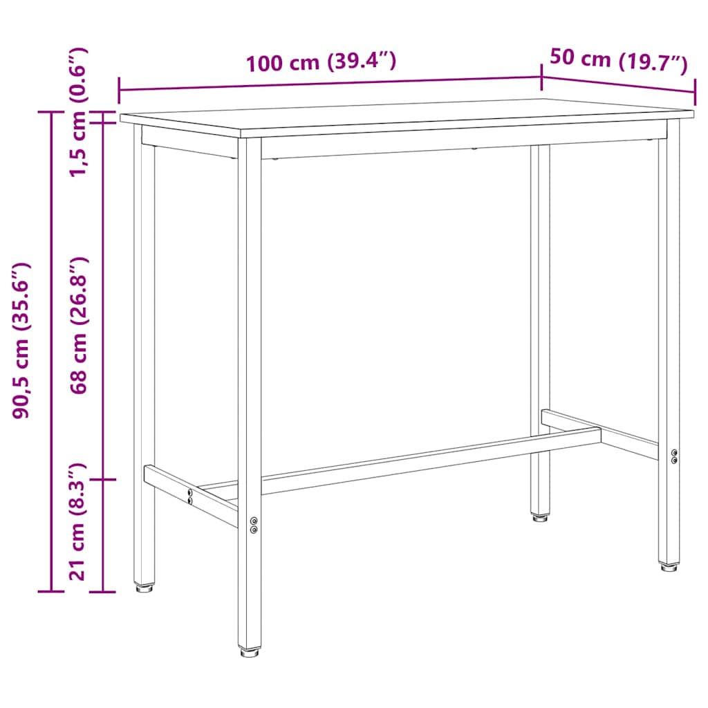 miza Dimljeni oreh 100 x 50 x 90,5 cm Inženirski les in jeklo - slika 11