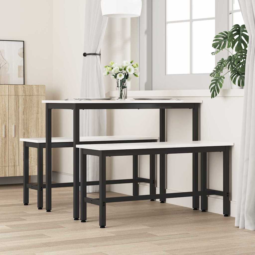 vidaXL Eetbank 2 pcs Wit 100 x 32,5 x 49 cm Massief grenenhout