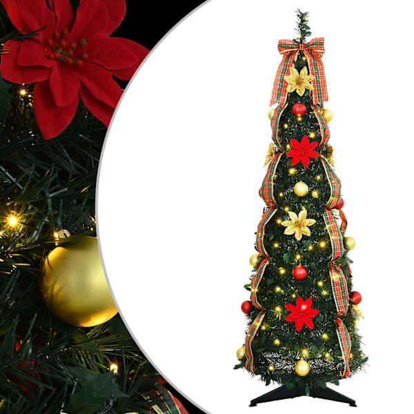vidaXL Tehisj&otilde;ulupuu koos 50 LED-iga koos alusega Roheline 125 cm PVC