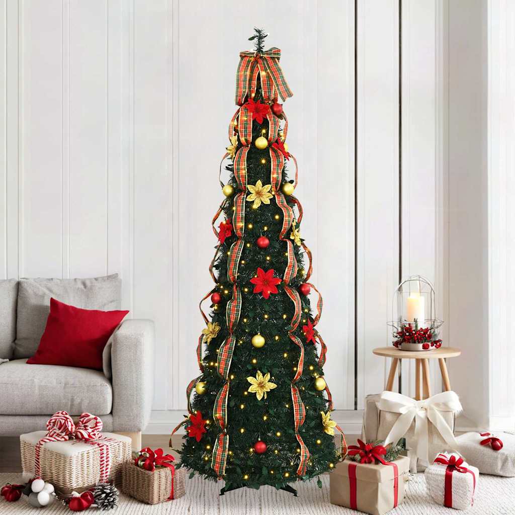 Sapin de Noël artificiel avec 200 LED Vert 210 cm PVC
