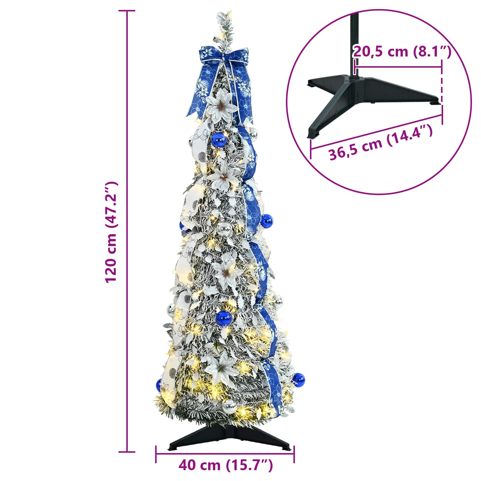 Sapin de Noël artificiel avec 50 LED Vert 120 cm PVC – Image 10