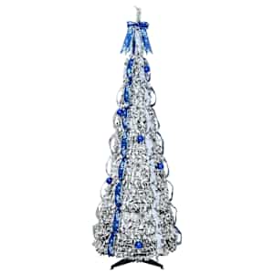 Umělý vánoční stromeček s 150 LED diodami Bílá 180 cm PVC - obrázek 4