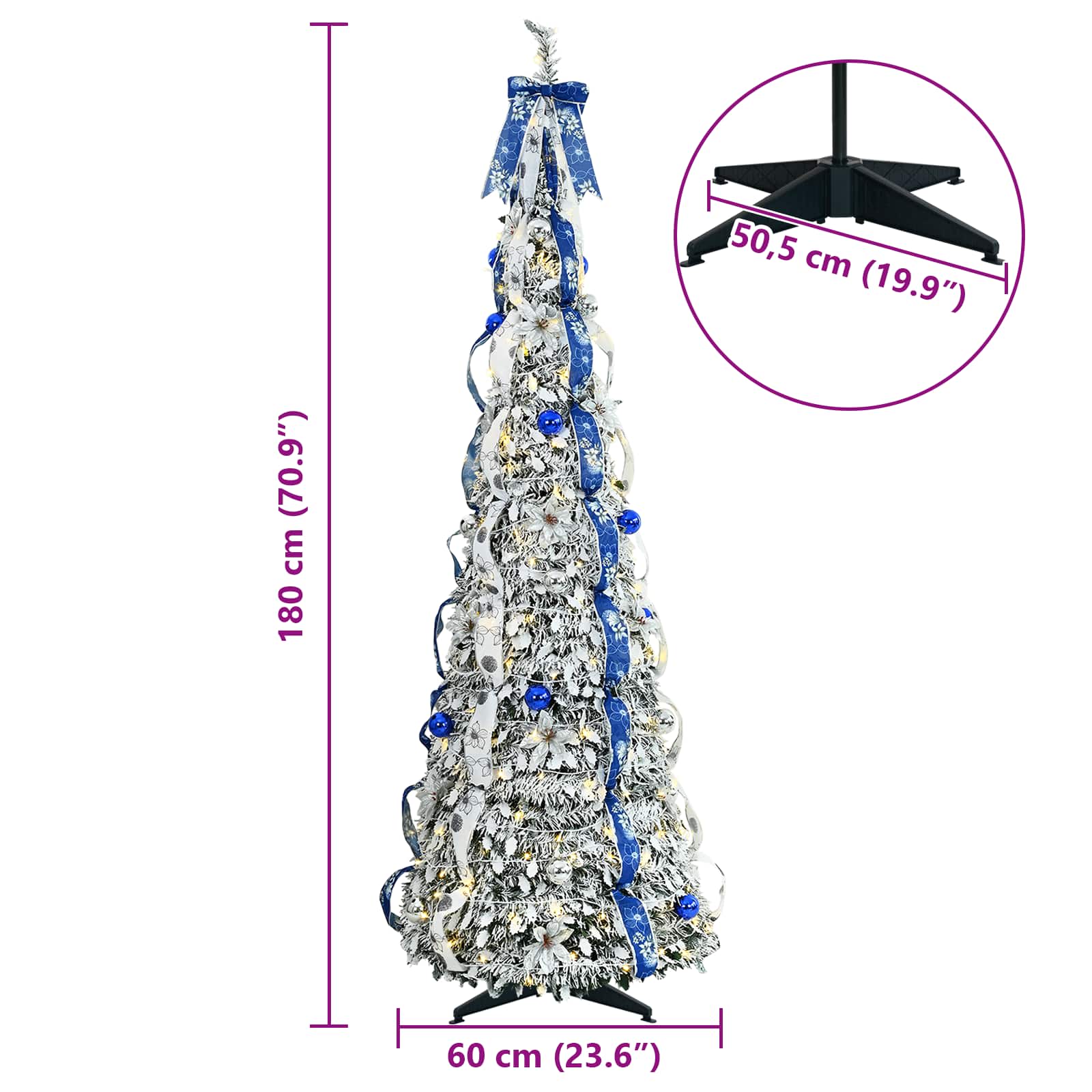 Sapin de Noël artificiel avec 150 LED Vert 180 cm PVC – Image 10
